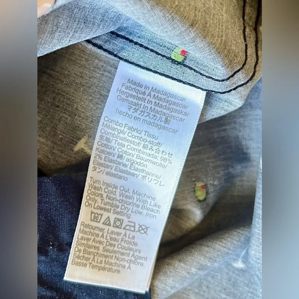 J. Crew Flex wash navy button down. mens small martini glass olives cocktail